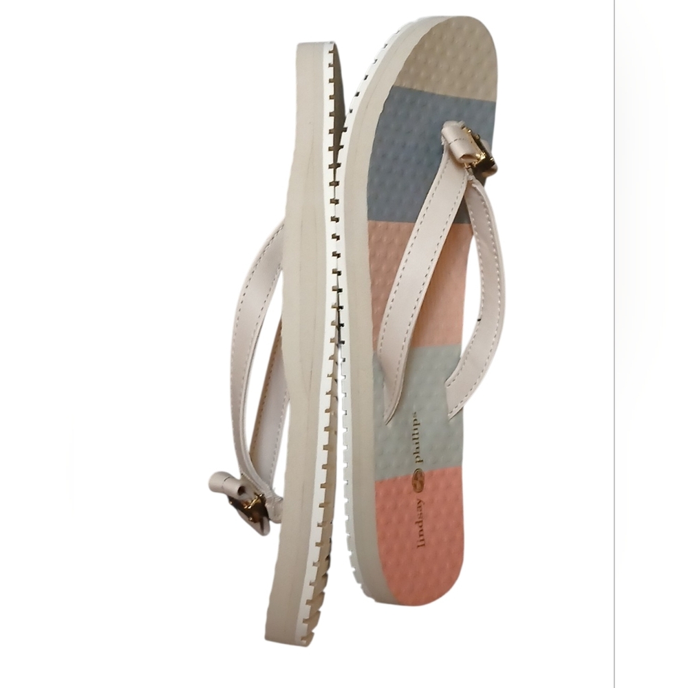 Lindsay Phillips -NWT, Switch Flops Model Katie, Pink, Gray,Beige, Bow W/Gold... - Picture 4 of 11